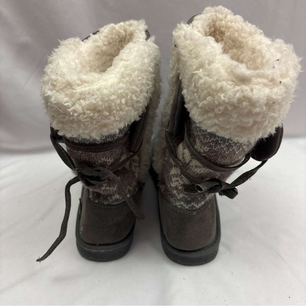 Muk Luks Melba Women’s Boots Size 10 Gray Booties Sherpa Line Gray Back Lace Up - Picture 5 of 12